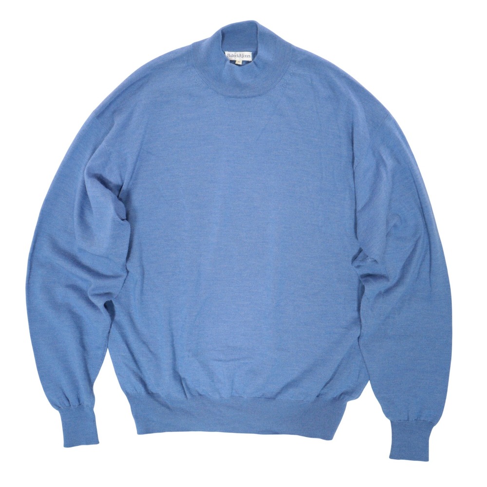 Bullock & Jones Mock Neck Sweater Men XL Wool Silk Cashmere Blue Knit Pullover